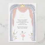 Centre Stage Ballet Kids Birthday Party Gold<br><div class="desc">Adorable ballet themed little girls party invitation featuring a sweet illustration of a ballerina in a tutu dancing on stage in a light pink,  silver and gold colour palette.</div>