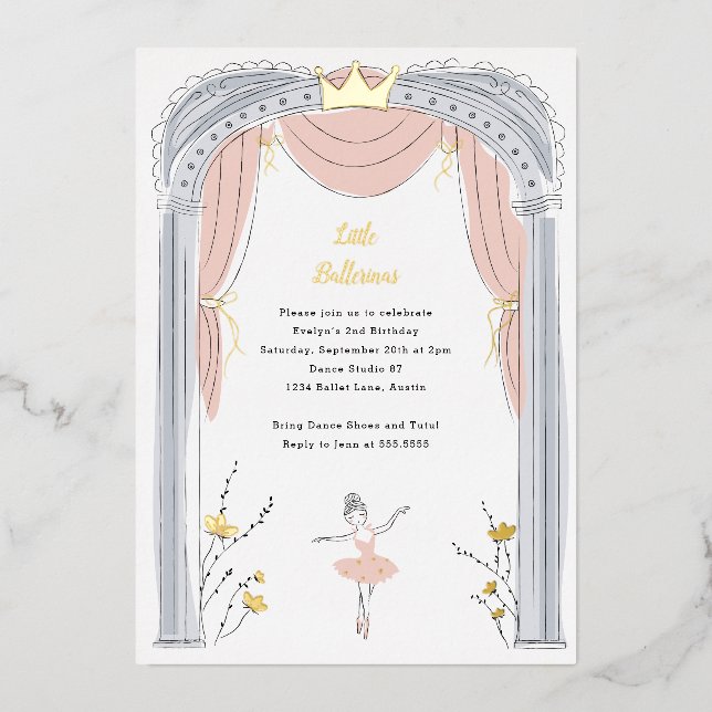 Centre Stage Ballet Kids Birthday Party Gold (Front)