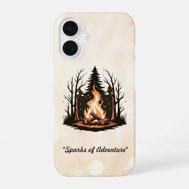 "Centred Campfire Design" iPhone 16 Case (Back)