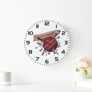 Century Maker Cricket Bat and Ball Sports Large Clock