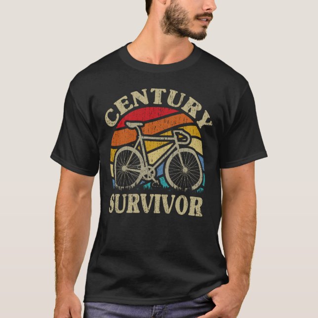  Century Survivor 100 Mile Bicycle Road Cycling  T-Shirt (Front)