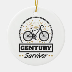 Century Survivor Cycling 100 Miles Bicycle Race Ceramic Ornament
