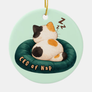 "CEO of Nap" Cat Sleeping on The Couch Ceramic Ornament