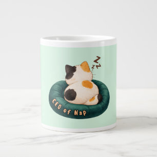 "CEO of Nap" Cat Sleeping on The Couch Large Coffee Mug