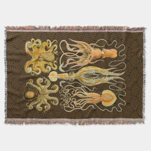 Cephalopod Octopus Squid Marine Nature Throw Blanket
