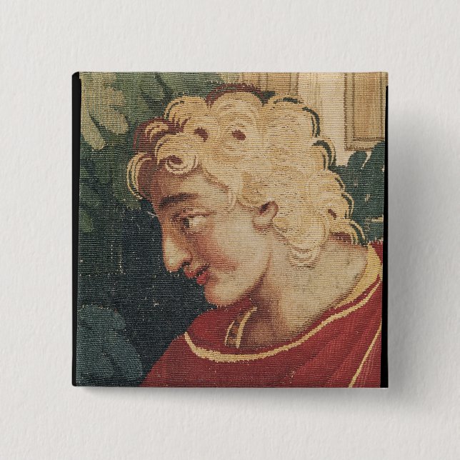 Cephalus and Procris, detail of head of 2 Inch Square Button (Front)
