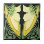 Ceramic Art Nouveau Style Green and Yellow Tile<br><div class="desc">This beautiful ceramic tile is very Art Nouveau in design and if you like art nouveau, you will like this. These tiles can be used for coaster, as decorative tiles or for a wall. They come in two sizes 4 .25 inch and 6 inch. Choose which you would like from...</div>