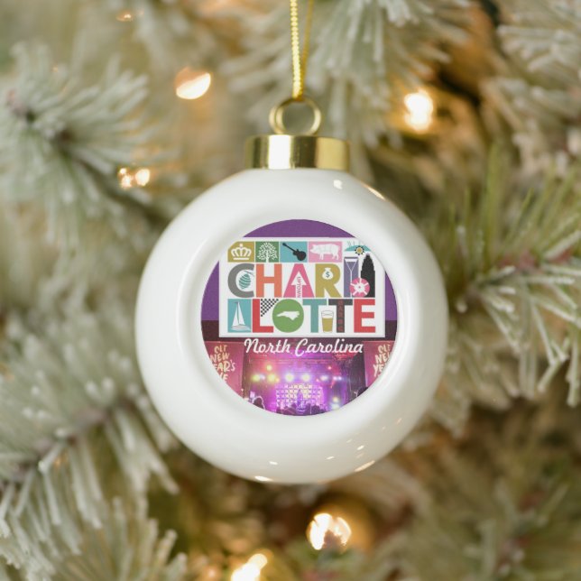 Ceramic Ball Ornament - Charlotte North Carolina (Tree)
