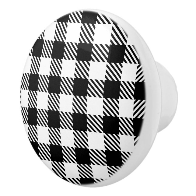 Ceramic Black Plaid Knob (Right)