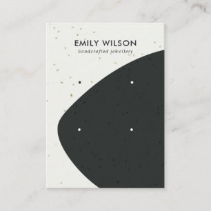 CERAMIC BLACK & WHITE WAVE 2 STUD EARRING DISPLAY BUSINESS CARD