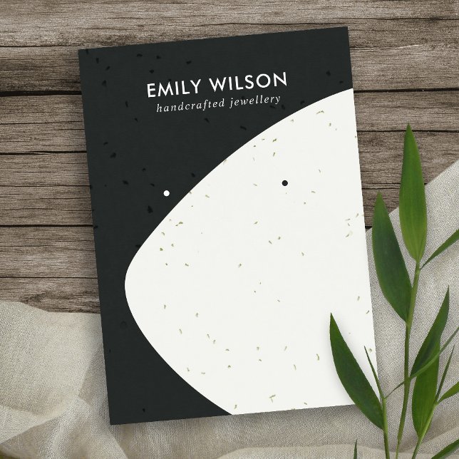 CERAMIC BLACK & WHITE WAVE STUD EARRING DISPLAY BUSINESS CARD (Creator Uploaded)