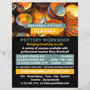 Ceramic Bowls, Pottery Classes, Potters Advert Flyer