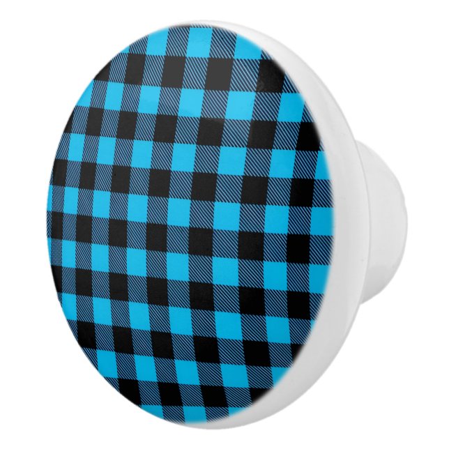 Ceramic Buffalo Plaid Knob (Right)