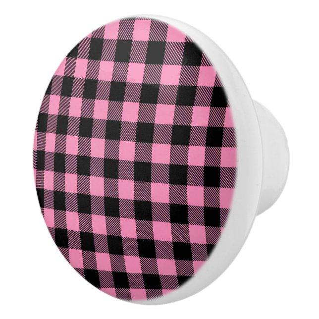 Ceramic Buffalo Plaid Knob (Right)