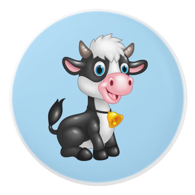 Ceramic Cabinet Knob-Baby Bull Cow Ceramic Knob (Front)