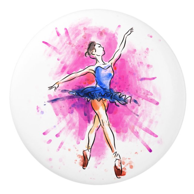 Ceramic Cabinet Knob-Ballerina Ceramic Knob (Front)