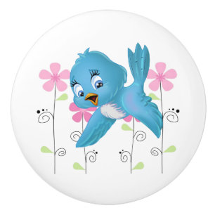 Ceramic Cabinet Knob-Blue Bird Ceramic Knob