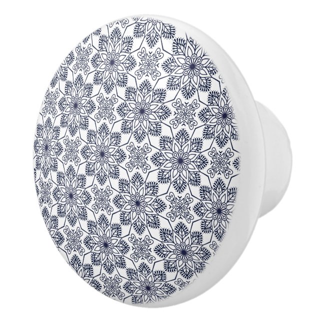 Ceramic Cabinet Knob-Blue Flowers Knob (Right)