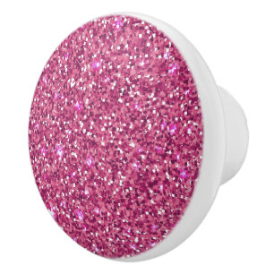 Ceramic Cabinet Knob-Pink Faux Glitter Knob