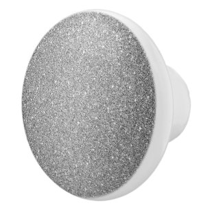 Ceramic Cabinet Knob-Silver Faux Glitter Ceramic Knob