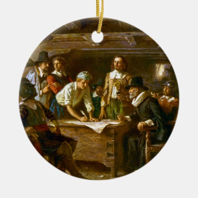 Ceramic Christmas Ornament The Mayflower Compact (Front)