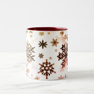 Ceramic Coffee Mug-Burnished Snowflakes Two-Tone Coffee Mug