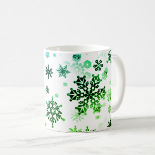 Ceramic Coffee Mug-Green Snowflakes Mug