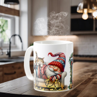 Ceramic Coffee Mug Sleeping Santa Gnome