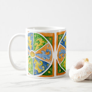 Ceramic coffee mug with Sicilian tile design