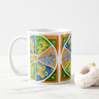 Ceramic coffee mug with Sicilian tile design
