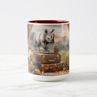 Ceramic Coloured Coffee Mug, Vintage Safari Style Two-Tone Coffee Mug