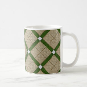 Ceramic Concrete Tiles Diagonal Green Grey Coffee Mug