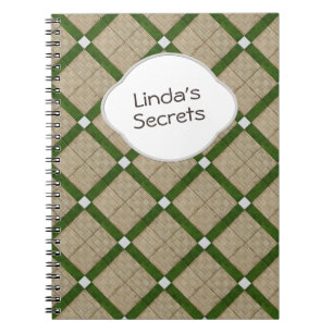 Ceramic Concrete Tiles Diagonal Green Grey Text Notebook