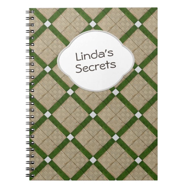 Ceramic Concrete Tiles Diagonal Green Grey Text Notebook (Front)