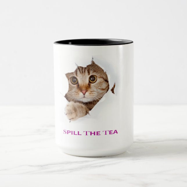  Ceramic Cute Cat Coffee Mug Tall Animal Mug (Center)