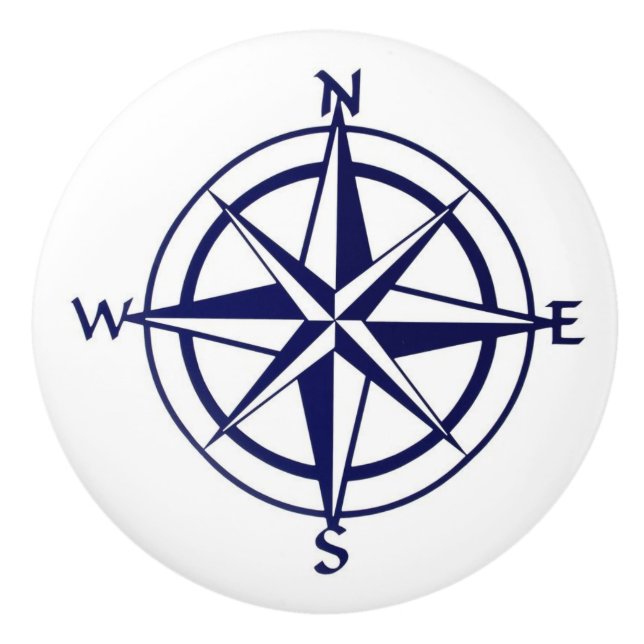 Ceramic Draw/Door Knobs - Nautical Compass (Front)