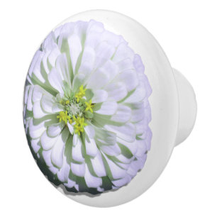 Ceramic Drawer/Door Pull - Lemony White Zinnia