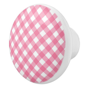 Ceramic Drawer/Door Pull - Pink Lattice