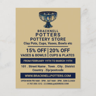 Ceramic Goblet, Pottery Store, Potters Advertising Flyer