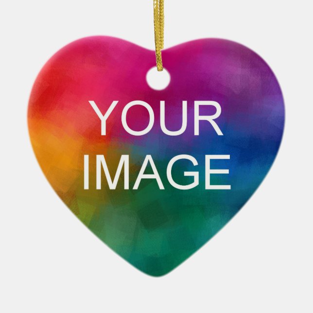 Ceramic Heart Ornament Template Add Image Logo (Front)