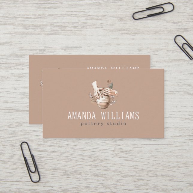 Ceramic Homemade Pottery Business Card (Front/Back In Situ)