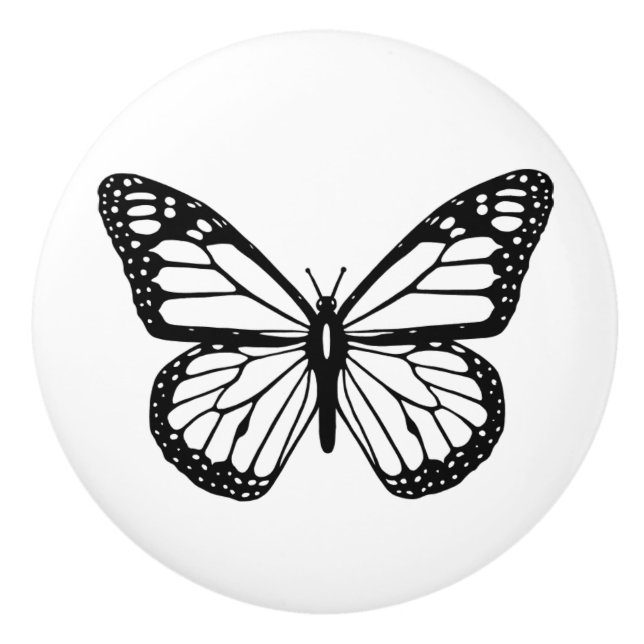 Ceramic Knob -Black & White Butterfly (Front)