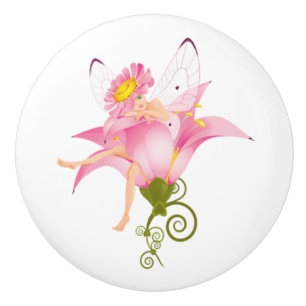 Ceramic Knob/Fairy and Flower Knob