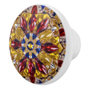 Ceramic knob pull with Colombian Colours