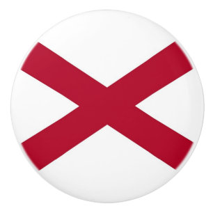 Ceramic knob pull with flag of Alabama, USA