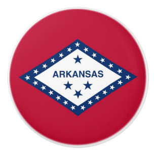 Ceramic knob pull with flag of Arkansas, USA