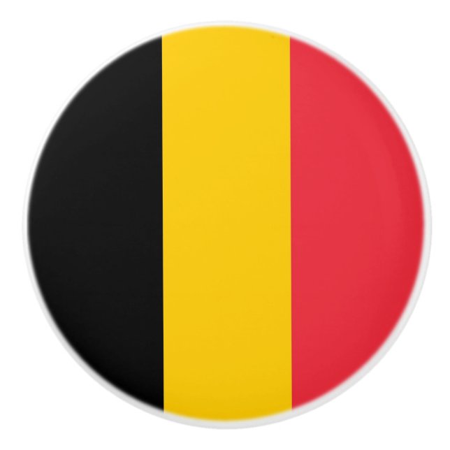 Ceramic knob pull with flag of Belgium (Front)