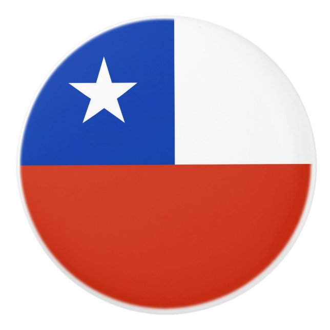 Ceramic knob pull with flag of Chile (Front)