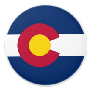 Ceramic knob pull with flag of Colorado, USA