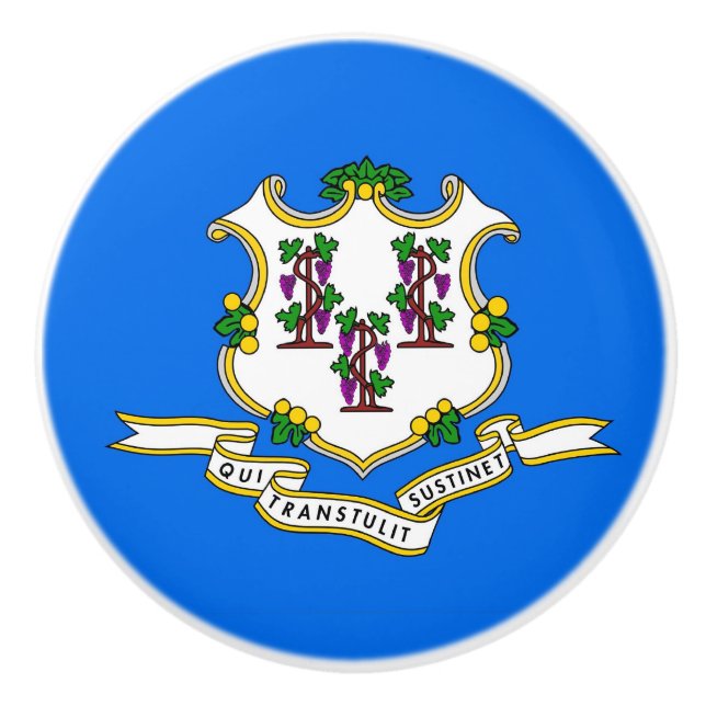 Ceramic knob pull with flag of Connecticut, USA (Front)